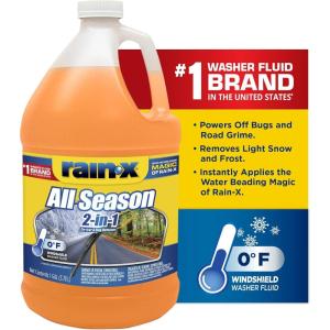 image:imageRainX All Season 0F 2in1 DeIcer amp Bug Remover Windshield Washer Fluid  1 Gallon Pack of 6128 Fl Oz Pack of 6