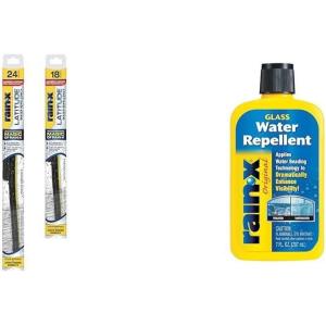 image:imageRainX Windshield Care Bundle Latitude 2in1 Water Repellent Wiper Blades 24 amp 18 and 7 oz Glass Treatment