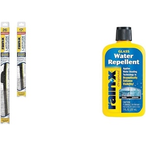 image:imageRainX Windshield Weather Protection Bundle  26 amp 17 Latitude 2in1 Water Repellent Wiper Blades 2Pack with 7 oz Glass Treatment