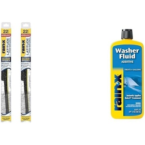 image:imageRainX Windshield Care Bundle 22 Inch Latitude 2in1 Water Repellent Wiper Blades Pack of 2 with 169 fl oz Washer Fluid Additive