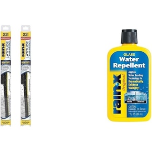 image:imageRainX Windshield Weather Protection Bundle 22 Inch Latitude 2in1 Water Repellent Wiper Blades Pack of 2 with 7 oz Glass Treatment